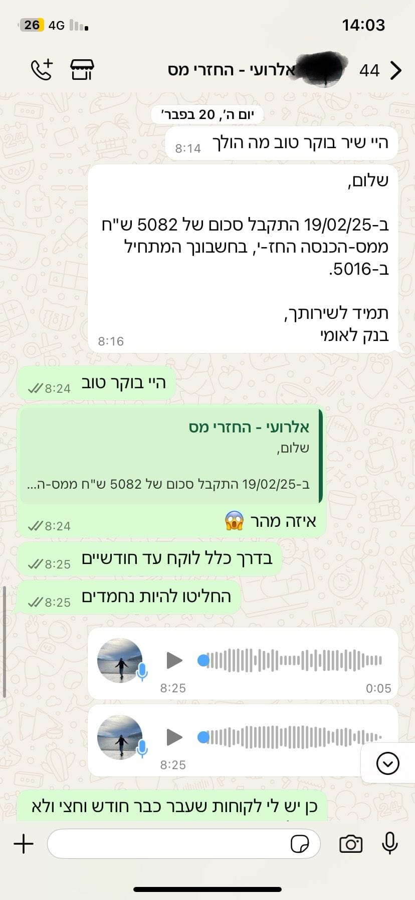 אלרועי קיבל 5080 שח בהחזר מס תוך חודשיים